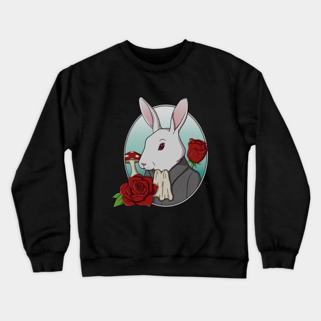 Bunny and Roses Crewneck Sweatshirt by joanie1508